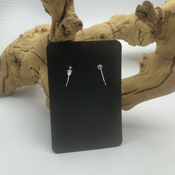 Handcrafted Pink White Purple Beaded Hook Earrings Silver Accents Dangle - Picture 3 of 3